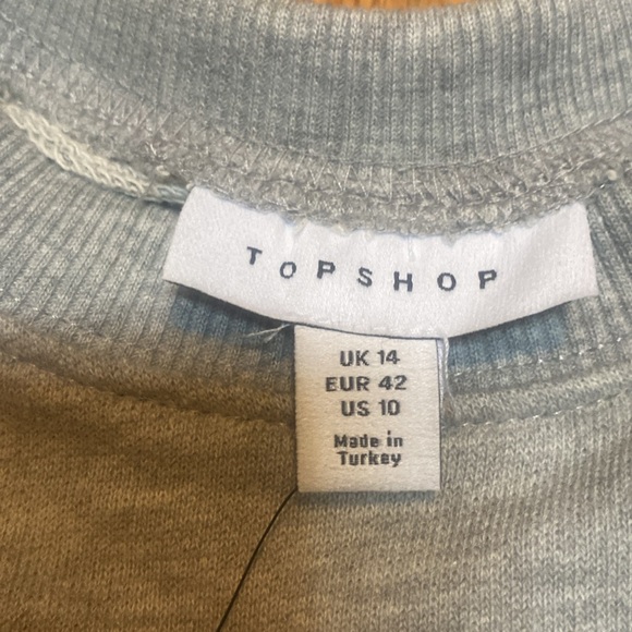 $10 CLEARANCE - NWT TopShop Cropped Grey Sweatshirt in UK Size 10 - Picture 5 of 7